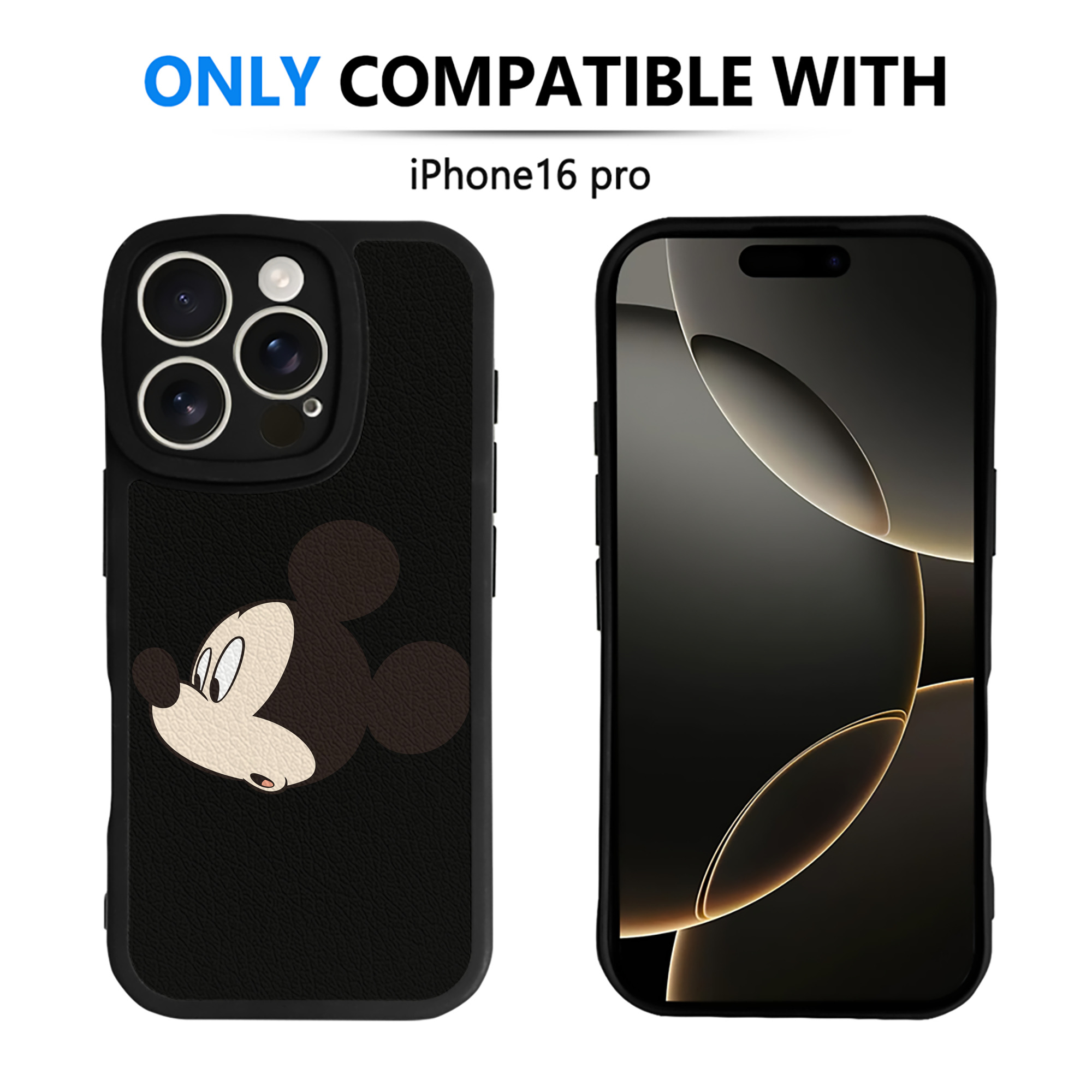 （画像用） ミッキーマウス Mickey Mouse 【iPhone 16シリーズ対応】シリコンスマホケース（レザー調） 材質：シリコン
